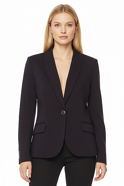 S.OLIVER Dámský černý Blejzr Vypasovaný Ležérní S Jedním Knoflíkem Kárované Velikost DE 42