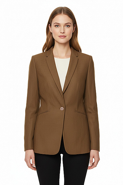 Windsor. Hnědé Bavlněné Sako Vypasované Elegantní Business Podzimní Struktura Velikost 40