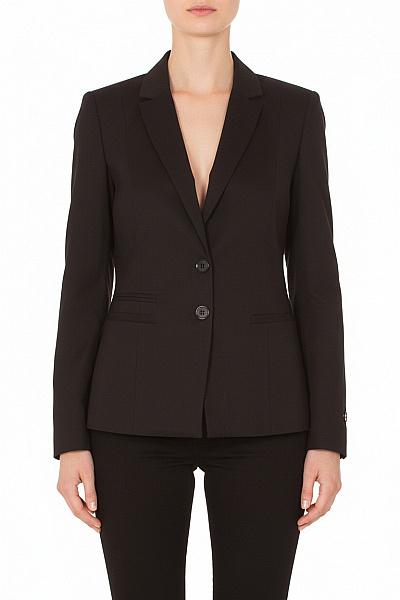 S.OLIVER Černé Polyesterové Vypasované Sako Elegantní Business Jednořadé Na Běžné Nošení Vel. DE 38