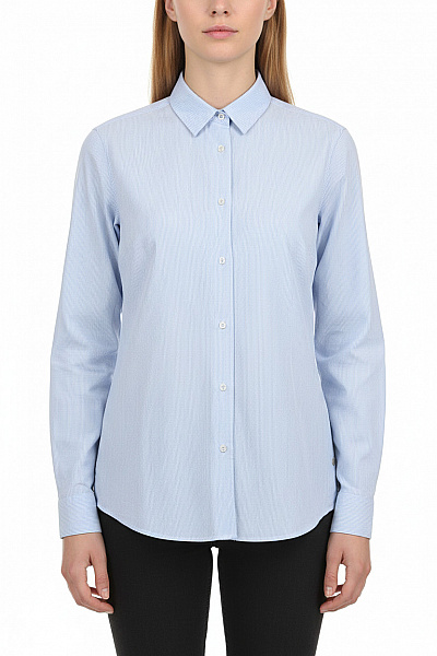 MILANO Dámská Modrá Pruhovaná Košile S Dlouhým Rukávem Elegantní Business Vel. 42