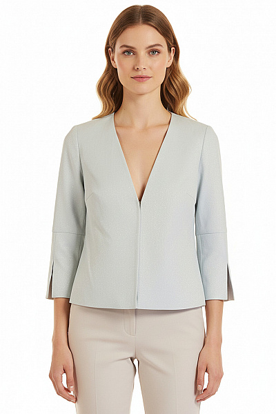 Barbara Schwarzer Dámský Blejzr Světle šedý Třpytivé Krátké Elegantní Na Zip Bez Klop Velikost EU 38