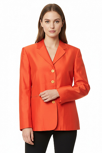 TARA JARMON Oranžový Elegantní Blejzr S Jedním Knoflíkem Velikost 38