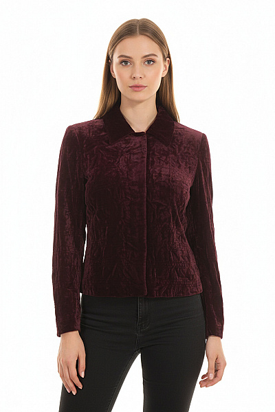 DENI CLER Krátký Dámský Kabát Vínový Vel. 38