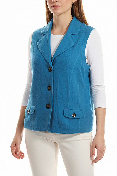 GERRY WEBER Kratká Dámská Vesta Modrá Second Hand Vel. 46