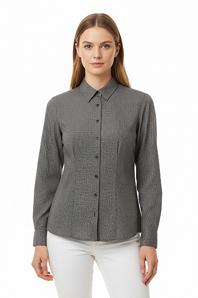 James Nicholson Dámská Bavlněná Košile Dlouhý Rukáv Vzorovaná Slim Fit Elegantní Pracovní Vel. M