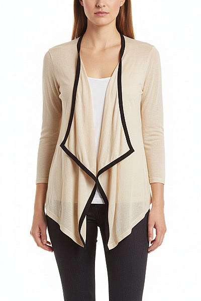 Zanzea Dámský Béžový Kardigan Lehký Volný Asymetrický Elegantní Bez Zapínání Velikost M