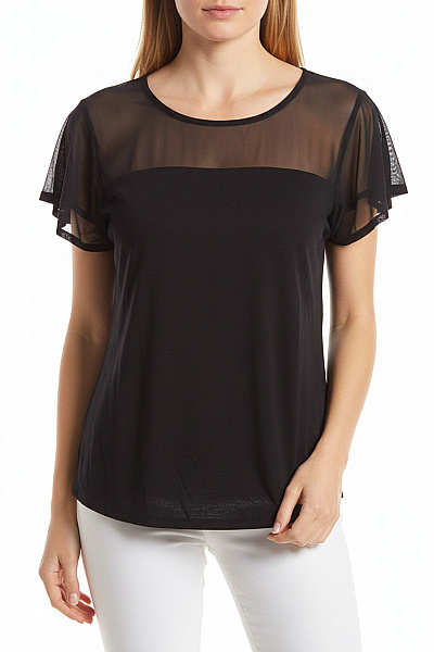 Jednoduché Dámské Tričko Černé ATMOSPHERE Vel.  42