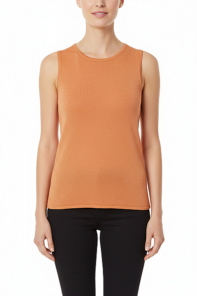 Oranžová Lesklá Pletená Krátká Vesta Bez Rukávů Vel. M/L