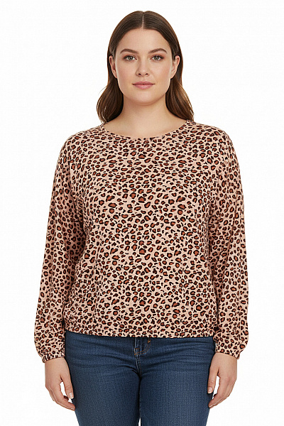 Ellos Dámský Bavlněný Pulovr S Dlouhým Rukávem A Zvířecím Vzorem Vel. 42/44