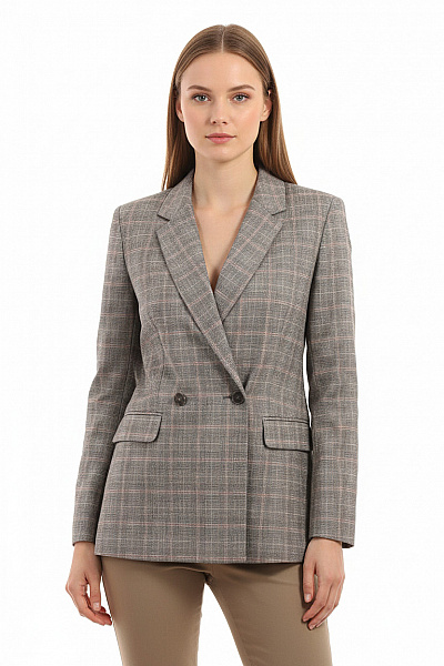 Miss Selfrdige Dámský Dvouřadý Polyesterový Kostkovaný Sako Elegantní Moderní Velikost 38