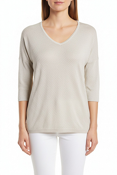 Amisu Dámská Viskózová Pletená Halenka Se Stříbrnou Lesklou V Výstřih Delší Vel. M