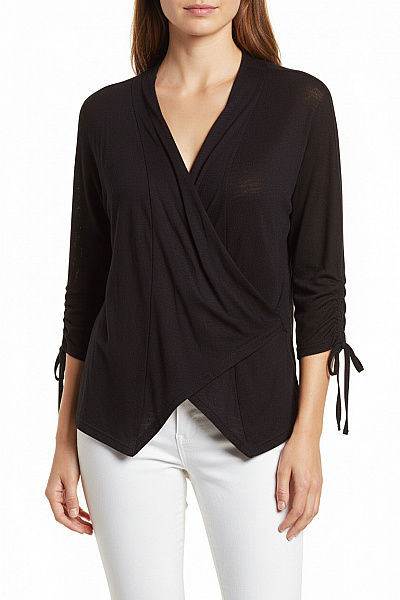 Takko Dámský černý Zavinovací Kardigan Asymetrický Volný Lehký Jarní Vel. M