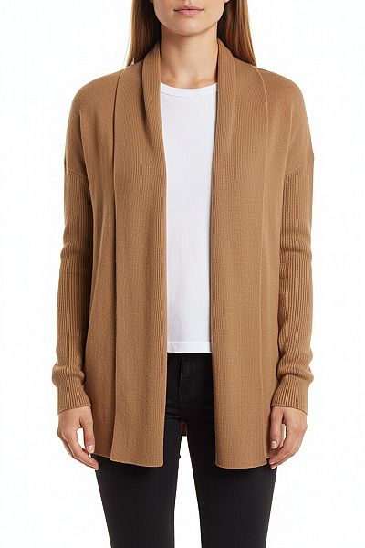 Orsay Dámský Hnědý žebrovaný Lehký Kardigan Bez Zapínání Vel. L