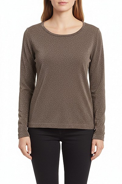 Dámská Pletená Halenka S Dlouhým Rukávem Třpytivá Hnědá Velikost L