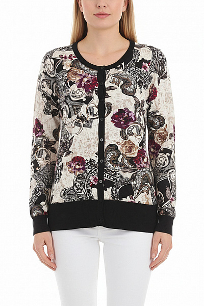 Paola Dámský Viskózový Kardigan Vzorovaný Květinový Elegantní Propínací Jarní Podzimní Vel. 40