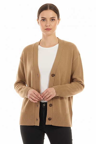 Dámský Cardigan Vlněný Hnědý VINCE. Vel. XS