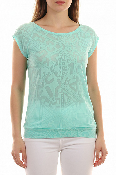 Dámské Tyrkysové Tričko S Krátkým Rukávem A Potiskem Vel. M