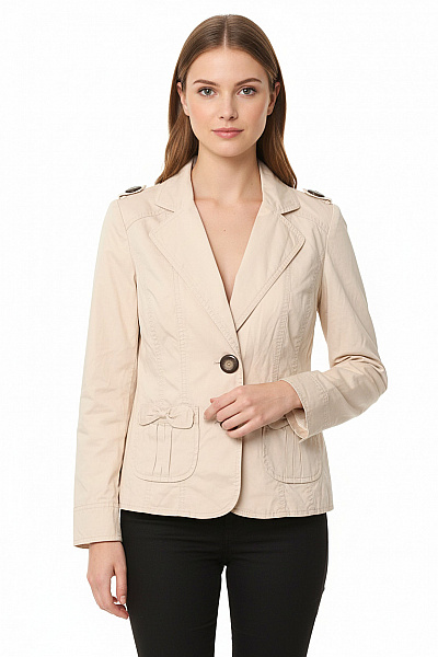 PAPAYA Dámský Béžový Blejzr S Ozdobnými Knoflíky A Kapsami Velikost 12