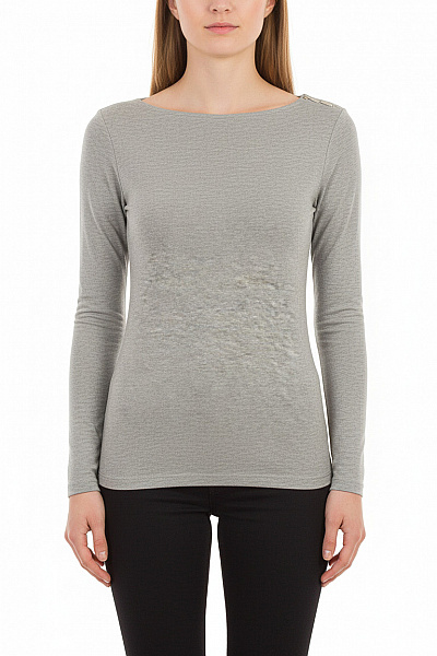 Esmara Dámské Bavlněné Tričko šedé Basic Dlouhý Rukáv Lodičkový Výstřih Vel. 40/42