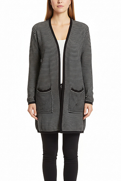 Esmara Dámský Dlouhý Kardigan černobílý Pruhovaný Pletený Bez Zapínání Vel. M