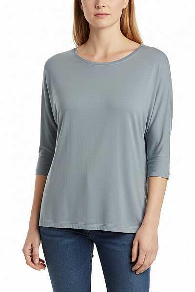 TAHARI Dámské Tričko Basic šedé S Kulatým Výstřihem A Tříčtvrtečním Rukávem Vel. M