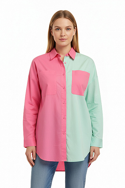 Sinsay Bavlněná Dámská Košile Dlouhý Rukáv Barevná Oversized Ležérní Vel. M