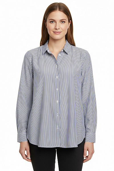 HM  Dámská Pruhovaná Košile S Dlouhým Rukávem Modrá Bílá Vel. M