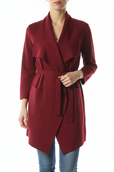 Shein Dámský Zavinovací Kardigan Bordó Elegantní Volný Asymetrický Velikost M