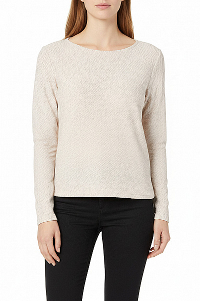 HM  Dámská Pletená Halenka Dlouhý Rukáv Lodičkový Výstřih Béžová Velikost M