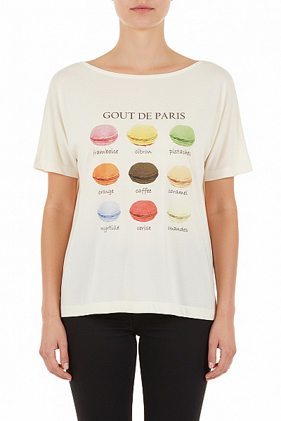 Dámské Tričko Béžové Oversize S Krátkým Rukávem S Potiskem Gout De Paris Velikost M