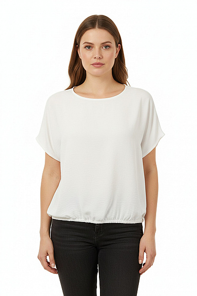 Bílá Volná Halenka S Krátkým Rukávem A Gumou V Pase Vel. XXL