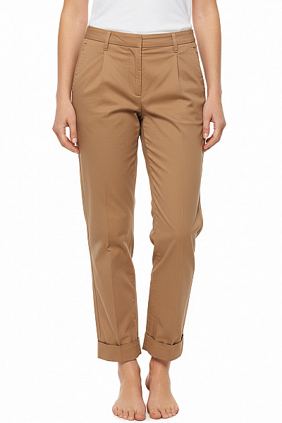 Woolrich Dámské Chino Kalhoty Bavlněné Hnědé