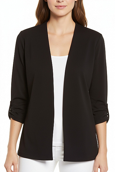 Dámský černý Polyesterový Elegantní Kardigan Bez Zapínání Jarní Podzimní Vel. M