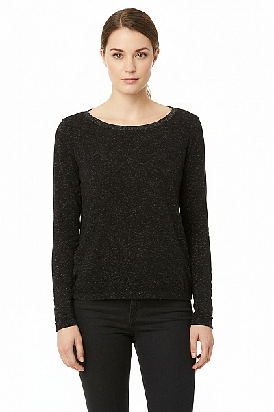Tchibo Dámské černé Tričko Dlouhý Rukáv Třpytivé Lodičkový Výstřih Vel. S