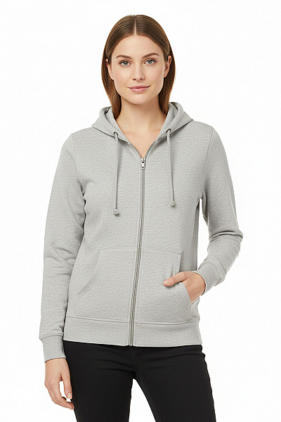 F&F Dámská šedá Mikina S Kapucí A Zipem Jednobarevná Sportovní Velikost 40