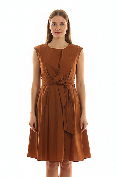 Woolrich Páskové Šaty Bez Rukávů Bavlněné Hnědé