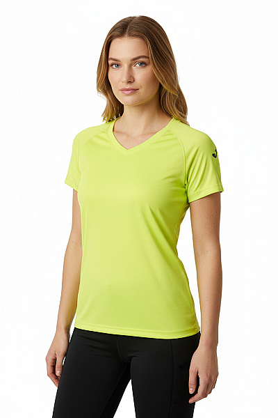 Dámské Neonově žluté Sportovní Funkční Tričko S Krátkým Rukávem V Výstřih Vel. M