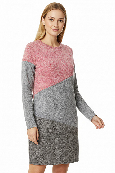 Fashion Dámské Pletené šaty S Dlouhým Rukávem Blok Barev úpletové Vel. M