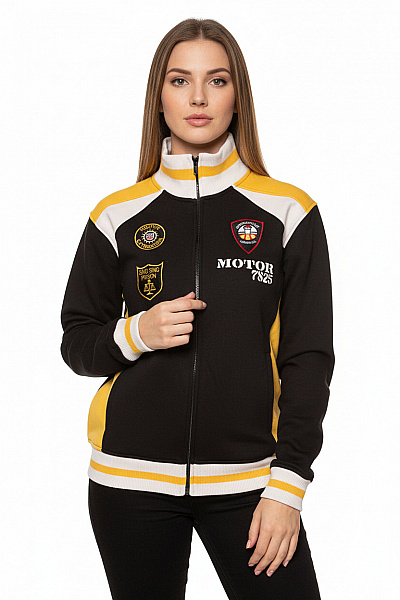 Černá žlutá Rozepínací Mikina Se Stojáčkem S Výšivkou Streetwear Vel. M