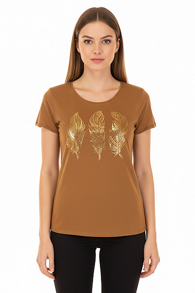 Takko Dámské Tričko S Potiskem Hnědé