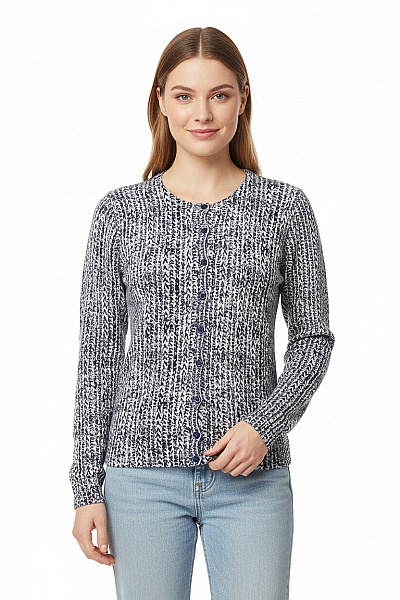 F&F Dámský Viskózový Kardigan Vzorovaný Propínací Elegantní Jarní Tenký Velikost 38