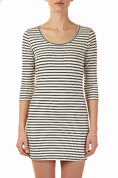 Esmara Dámské Bavlněné Pruhované Tričko S Tříčtvrtečním Rukávem Basic Velikost M