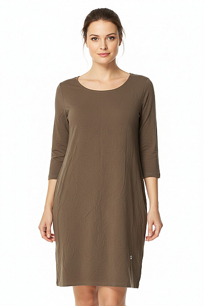 Dámské Hnědé Tričkové šaty Tunikové Volnočasové Jednoduché úpletové Velikost L