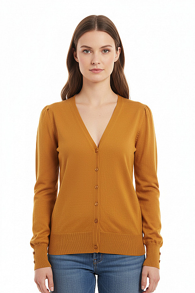 Canda Dámský Kardigan Propínací Na Knoflíky Podzimní Jarní Elegantní Tenký Viskózový Velikost M