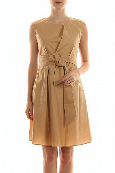 Woolrich Páskové Šaty Bez Rukávů Bavlněné Béžové