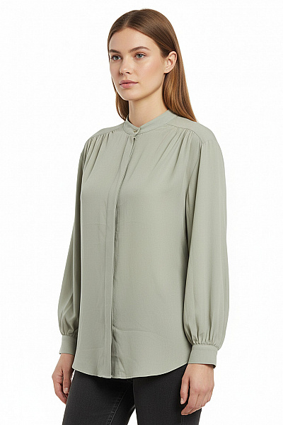 HM  Dámská Polyesterová Košile Dlouhý Rukáv Elegantní Světle Zelená Velikost M