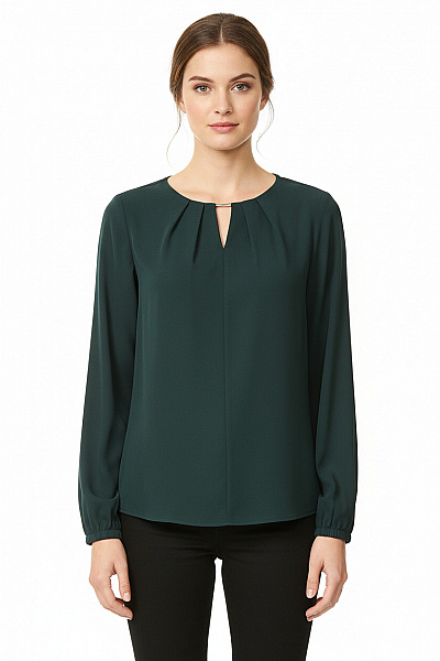 Orsay Dámská Společenská Halenka S Dlouhým Rukávem Tmavě Zelená Velikost M