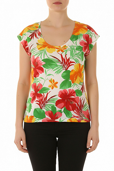 Dámské Tričko S Potiskem Barevné Second Hand Vel. 48