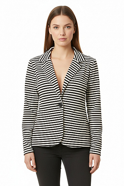 Dámský Blejzr Pruhovaný černobílý Vypasovaný Ležérní Na Běžné Nošení Velikost M