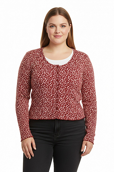 FB SISTER Vzorovaná  Halenka Vínová Vel. XL